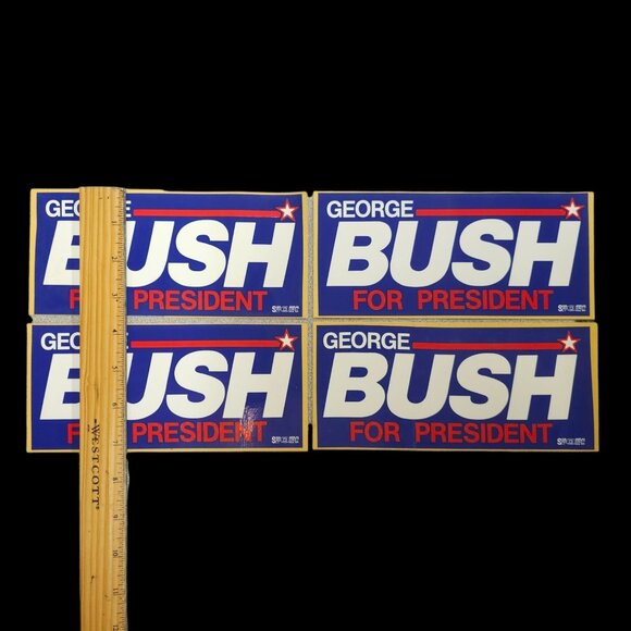 George Bush For President 1988 Presidential Campaign Bumper Sticker Lot Of 4 NOS - Picture 4 of 6